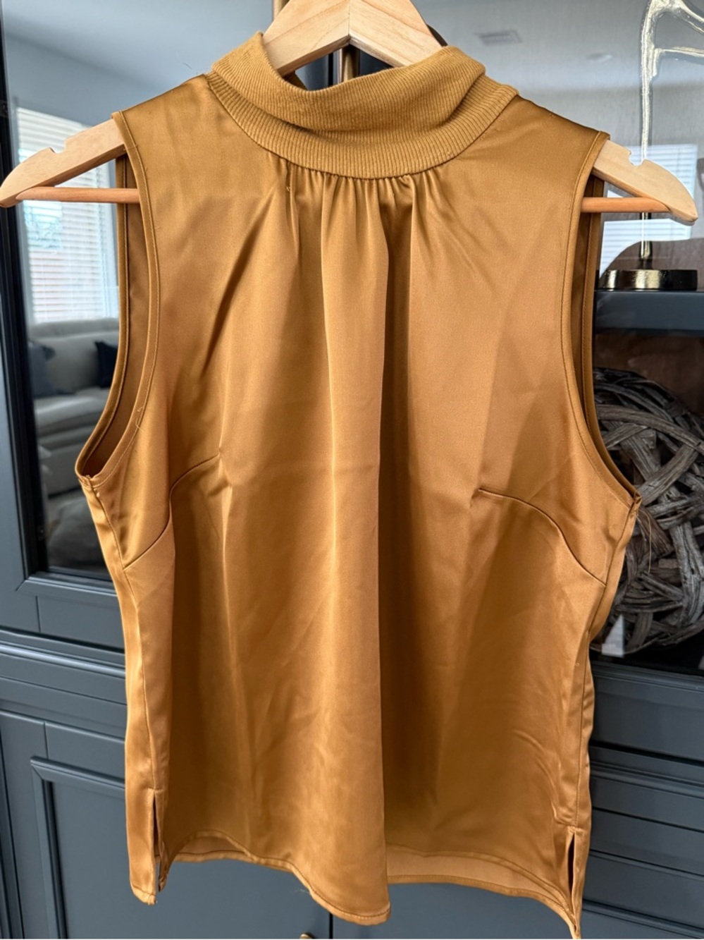 Mock Neck Sleeveless Top in Mustard